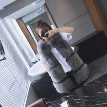 Autumn Winter brands Natural fur vests women’s genuine fox fur vests fur gilet long black frosted color waistcoat