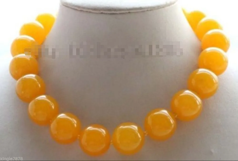 DYY Free Shipping &gt&gtGenuine Natural 20mm Yellow Round Jade Necklace | Украшения и аксессуары