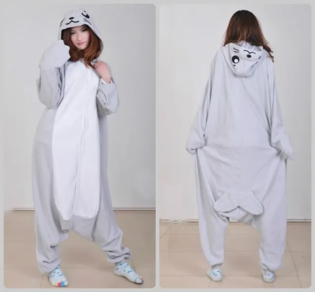 

Gray Seal Pajamas Onesies Cartoon Animal One Piece Cosplay Costume Adult Pyjamas for Women Men Halloween Xmas Party Costume