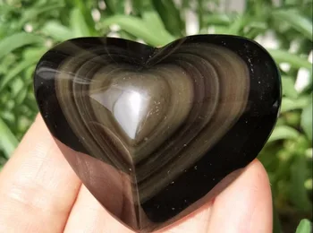 

Natural Rainbow Obsidian polished crystal healing heart-shaped