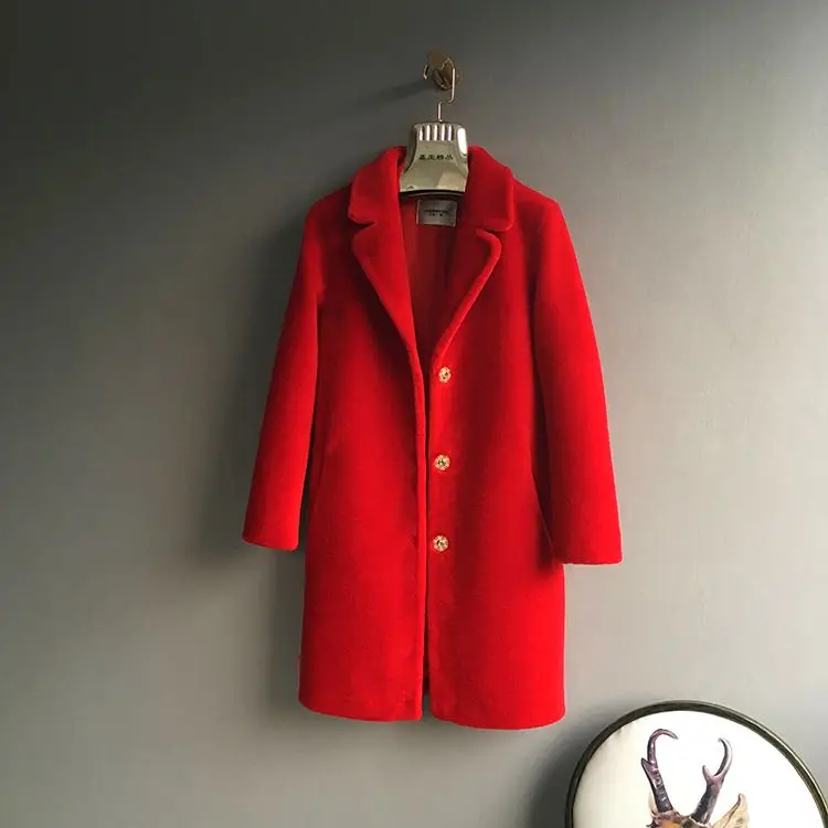 Flash Deal Natural wool coats women warm jackets female turn down collar pockets single breasted wool overcoat 2018 autumn winter MOVAU0023 3