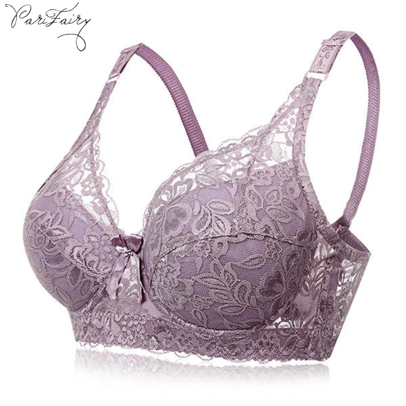 

PariFairy Sexy Women Plus Size 34-46 Bra Underwire Supportive B C D Cup Push Up Brassiere Femme Deep V Full Coverage Underwear