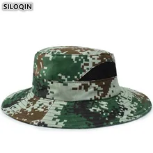 SILOQIN сетчатая дышащая камуфляжная шляпа для взрослых, мужские шапки-ведерки, новинка, ветрозащитная веревка, фиксированная женская пляжная шляпа, армейские толстые рыболовные кепки