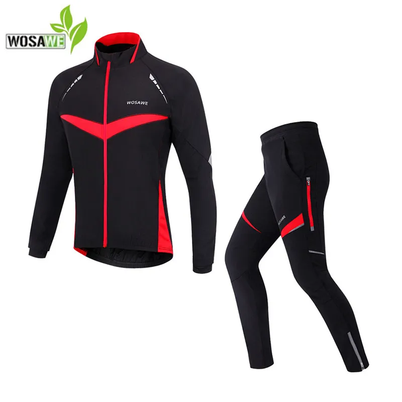 

WOSAWE cycling jerseys sets winter long sleeves jackets men pants waterproof mtb bike clothes ciclismo suits riding clothing