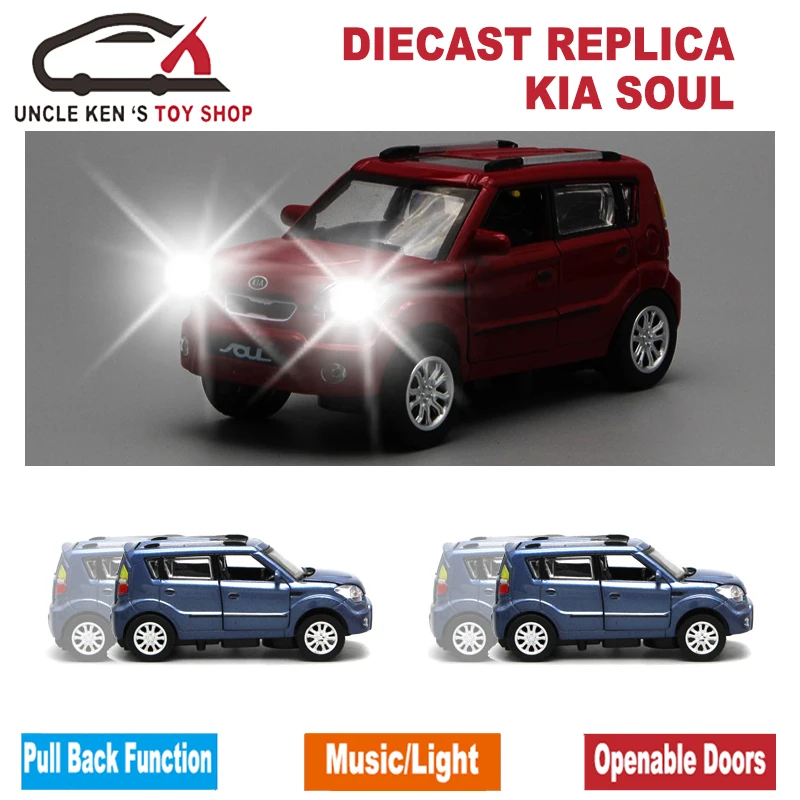  Diecast Kia Soul Scale Model Car Kids Metal Brand Toys Collection Gift With Openable Door/Pull Back