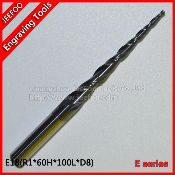 

R1.0*60H*D8*100L*2F Solid Carbide Ball Nose Tapered End Mills cnc carving bit engraving Router Bits Taper Wood Metal Cutter