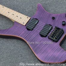 Безголовые Электрогитары с фиолетовыми клена, атласная отделка, клен гриф, черный Аппаратные средства