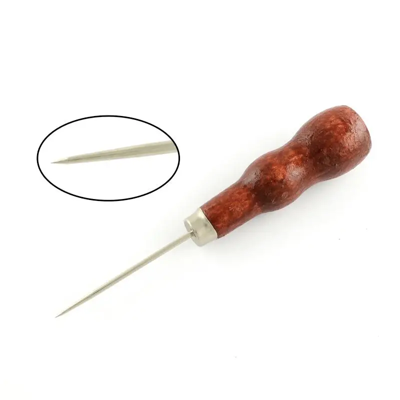Stainless Steel Bead Awls Tools for Jewelry Making DIY with Wood Cover CoconutBrown, 125x20mm, Pin: 1~1.9mm