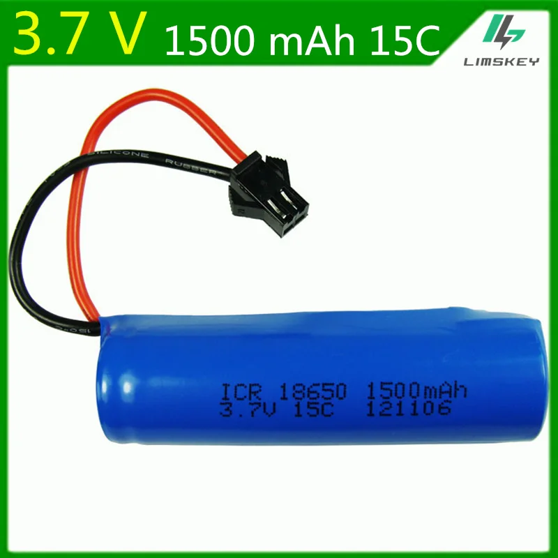 3,7 V 1500mAh вертолетный Липо-аккумулятор с дистанционным управлением 18650 1500mah цилиндрический Липо-аккумулятор 15C SM plug