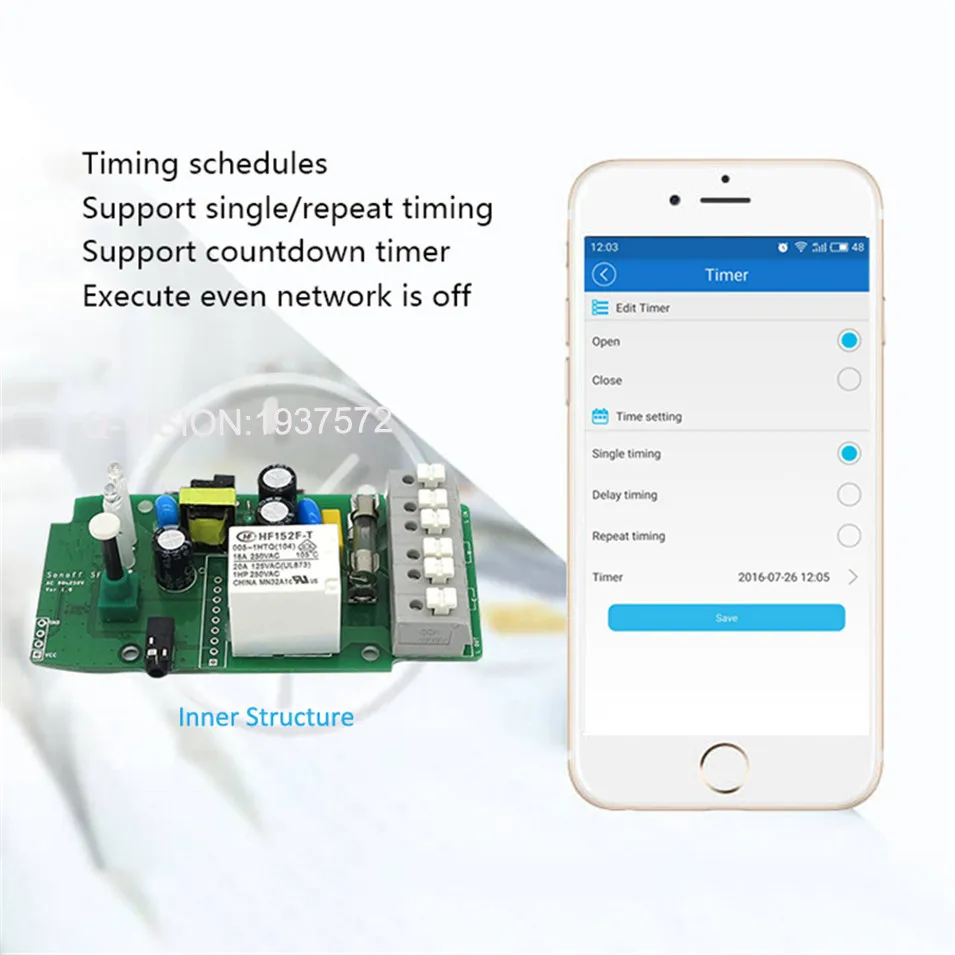 Смарт выключатель Sonoff TH 10A с Wi Fi и функцией таймера|timing|timing controllertiming switch |