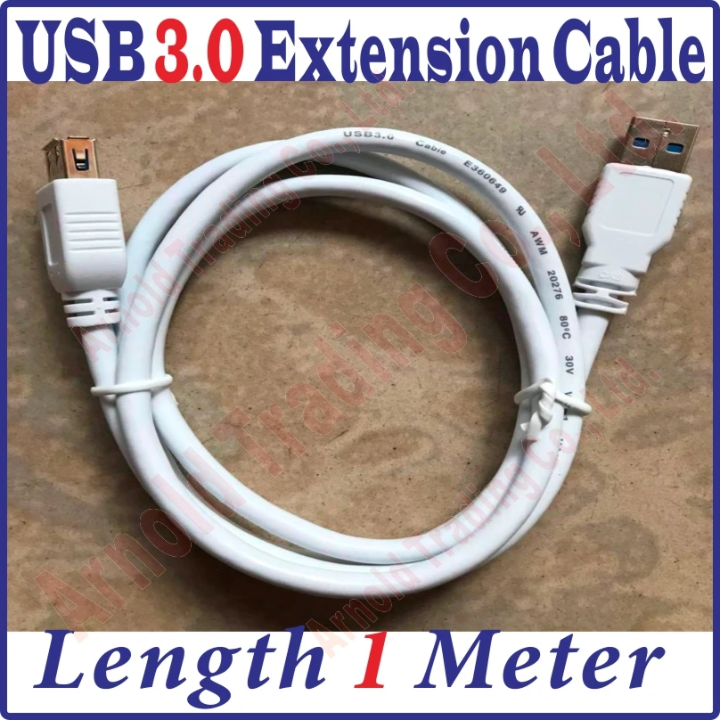 Best 100CM Long USB 3.0 Male to Female Extension Extended Black Data Cable 1M length USB