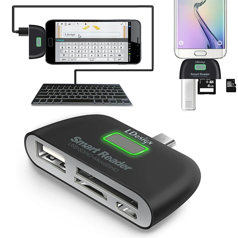 

4 In 1 OTG Card Reader Type C micro USB & USB 2.0 Universal TF/SD for Android Computer OTG Smart Memory Card Mobile phone adapte