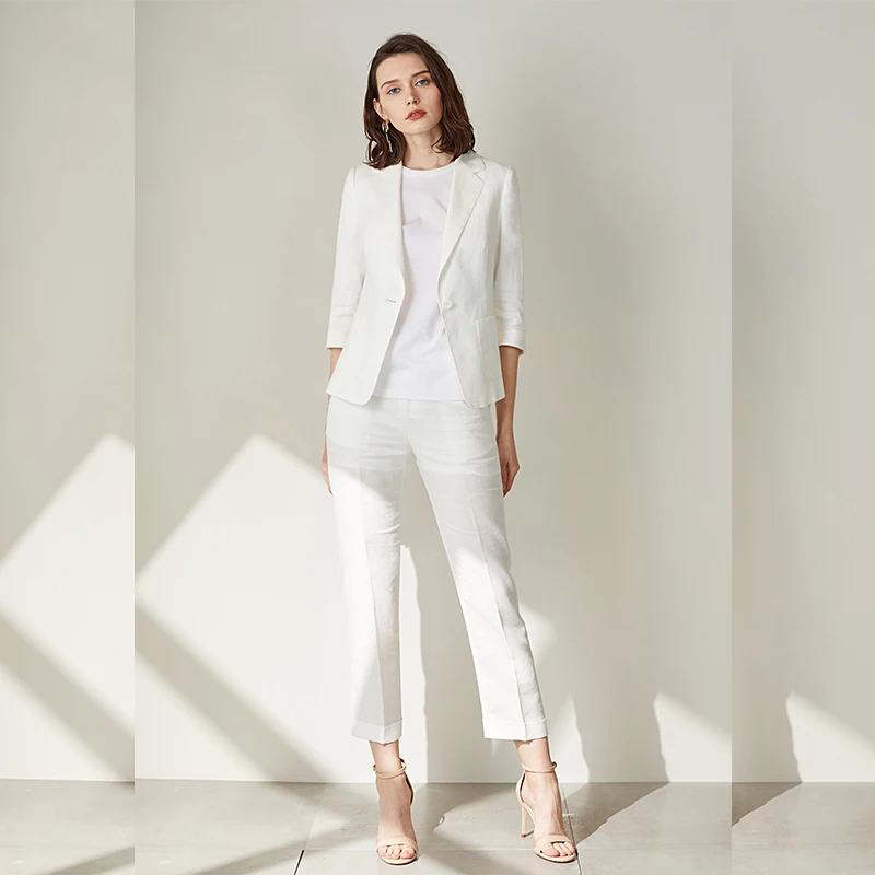 

white new Pants suit Women Ladies Formal Business Office 2 Piece Jacket+Pants Suits Custom Made