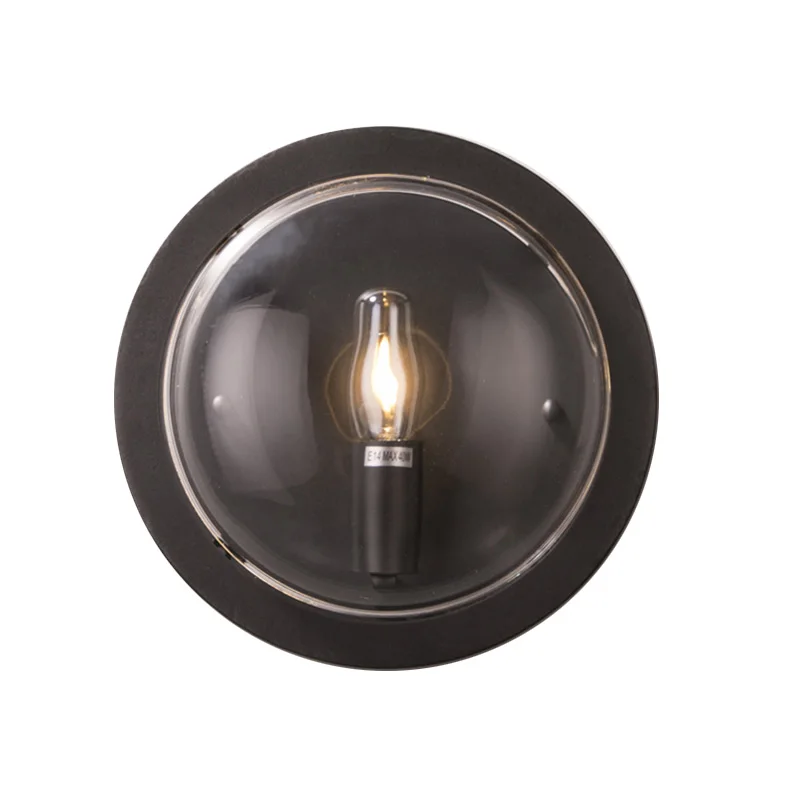 

Vintage Round Clear Glass Wall Sconce Dinning Room Study Room Industrial Lighting