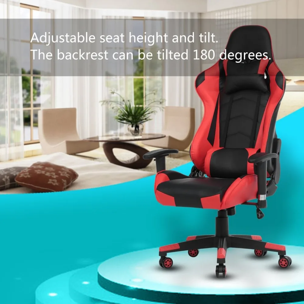 

360 Degree Rotation Rolling Wheels Home Office Computer Desk Ergonomic Height Adjustable Gaming Chair Recliner Racing Chair