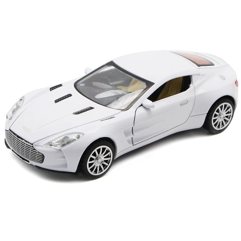 Cena 132 Aston Martin ze stopu Super wyścigi samochodowe Diecast sześć drzwi Model dźwiękiem i światłem kolekcja zabawki dla chłopca dzieci Hot prezent koła