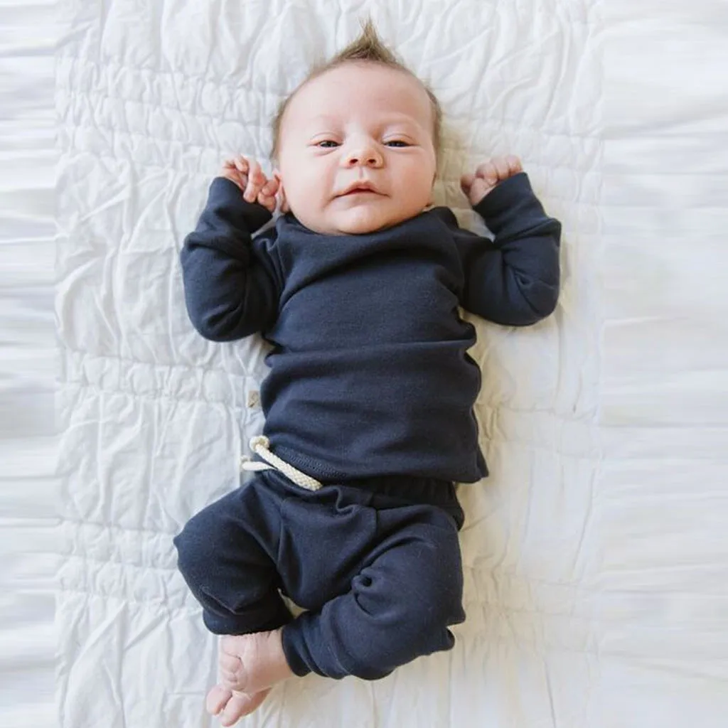 

Winter Autumn Kids Clothes Sets For Toddler Newborn Baby Boys Girls Solid Tops Pants Leggings Homewear Casual Outfits roupas