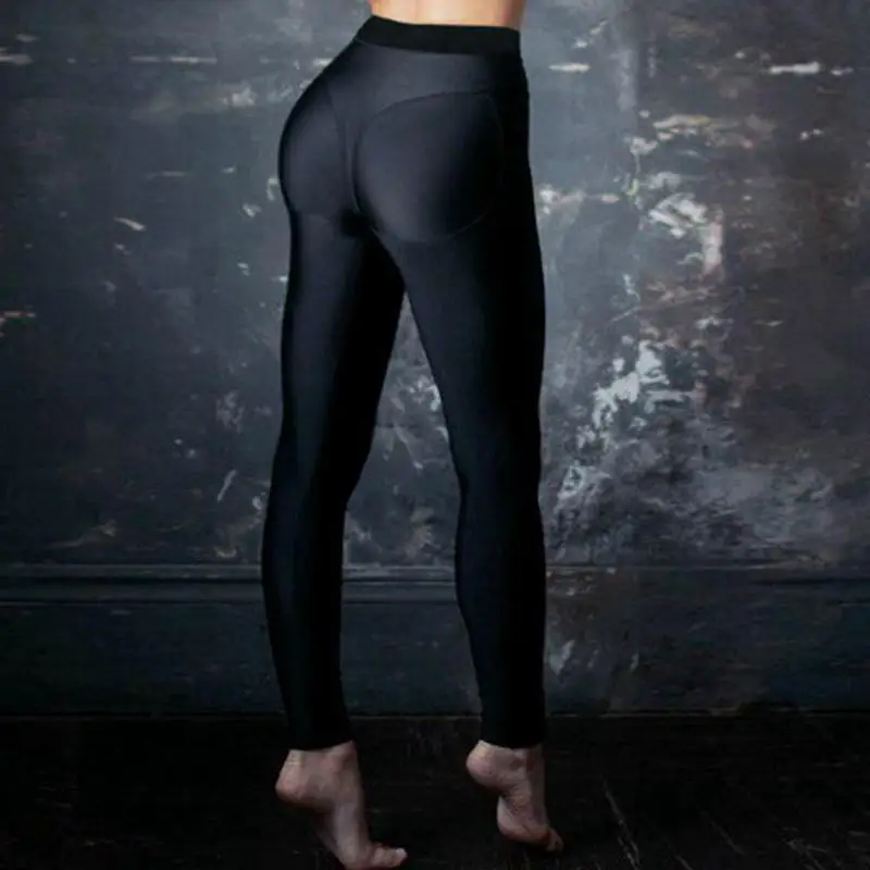 Эластичные женские сапоги черного цвета, штаны для бега Для женщин тренажерный зал легинсы спортивные Для женщин Фитнес спортивной тренировки облегающие брюки для занятий спортом, йогой, леггинсы
