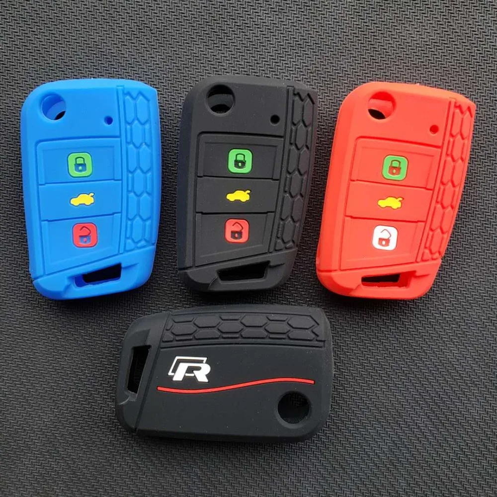

Rline R-Line Car Interior Key Cover Flip Remote Key Chain Ring For Volkswagen Golf7 Mk7 Golf R Protective Cover