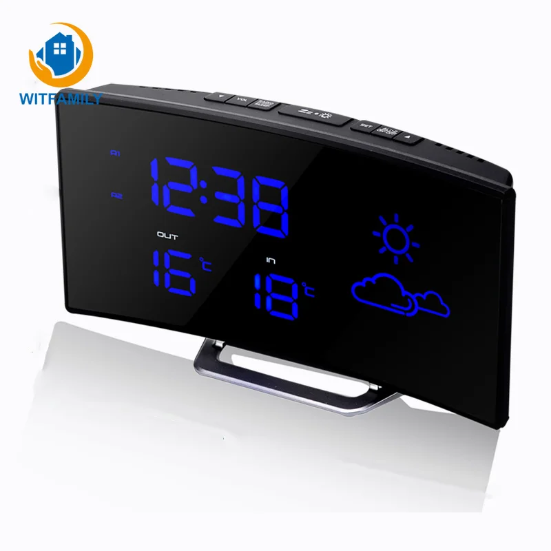 

Modern Digital LED Alarm Clock Temperature FM Radio despertador plastic watch table electronic home decoration Snooze Function