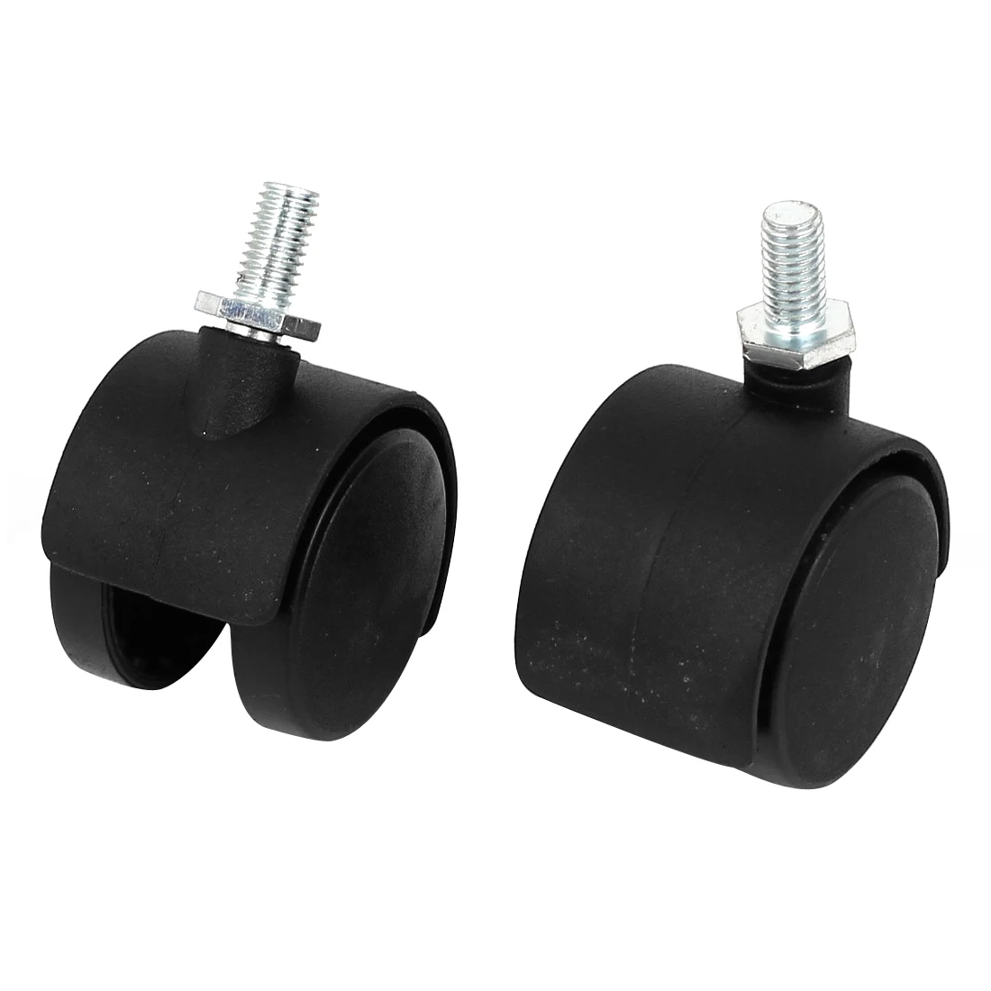 

8mm Threaded Stem 1.5 Inch Dia Wheel Chair Swivel Caster 2 Pcs Black