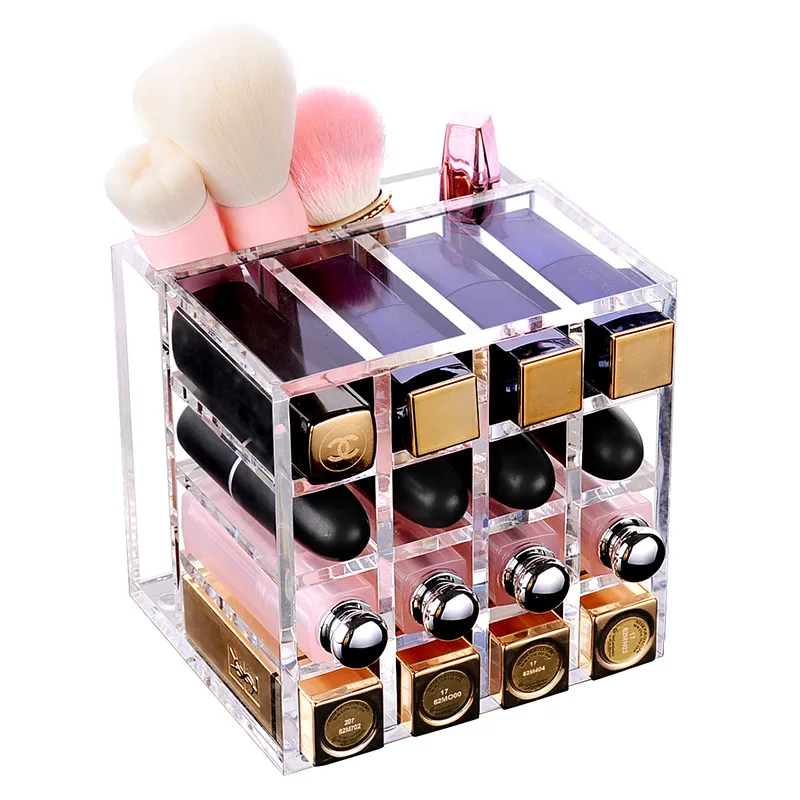 Clear Acrylic Lipstick Box Makeup Organizer Makeup Brush Holder