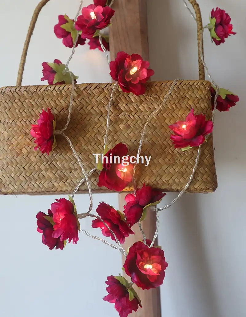 Novelty Flower Fairy Lights Battery 20led Red Wine Rose String Novelty Flower Fairy Lights Battery