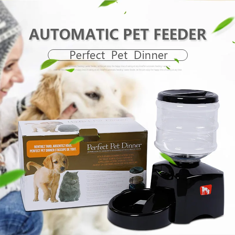 

5.5L Automatic Pet Feeder with Voice Message Recording LCD Screen Dogs Cats Food Dispenser Bowl Smart Dog Cat Feeder