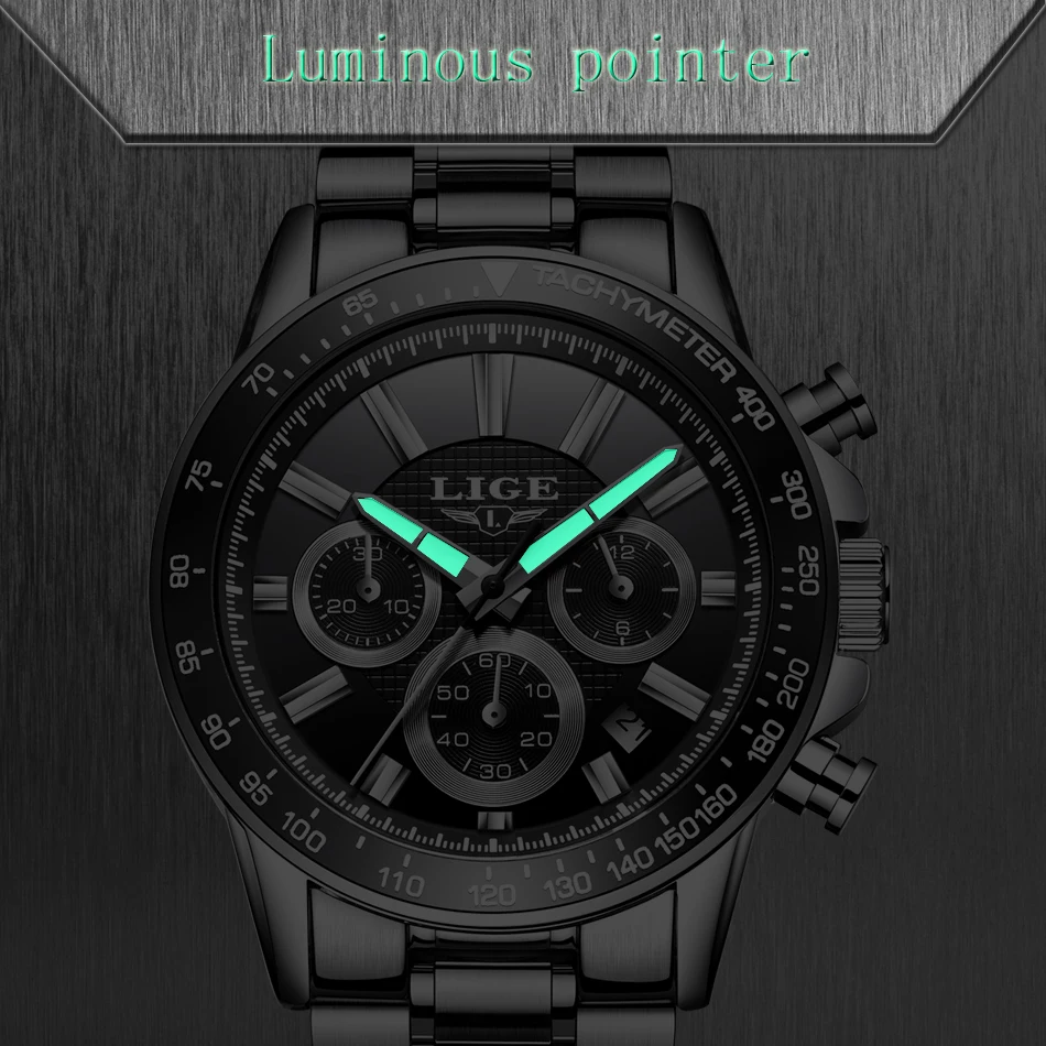 LIGE Роскошные брендовые водонепроницаемые военные спортивные часы мужские часы из серебристой стали с календарем кварцевые аналоговые часы Relogios Masculinos XFCS