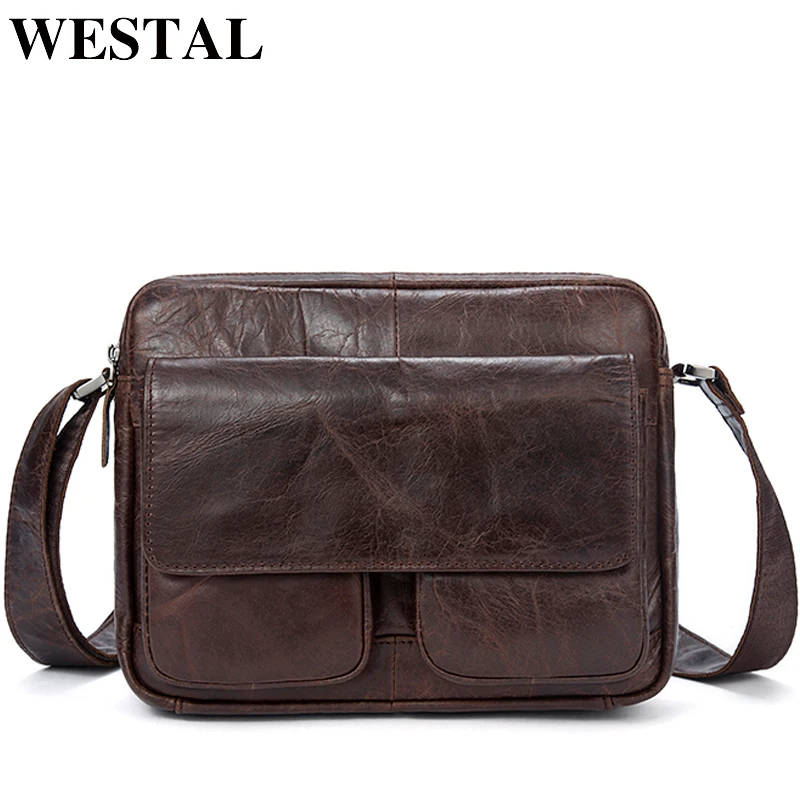 WESTAL Messenger bag Men&#39;s Shoulder Bag Genuine Leather men&#39;s Crossbody Small male man bags for ...