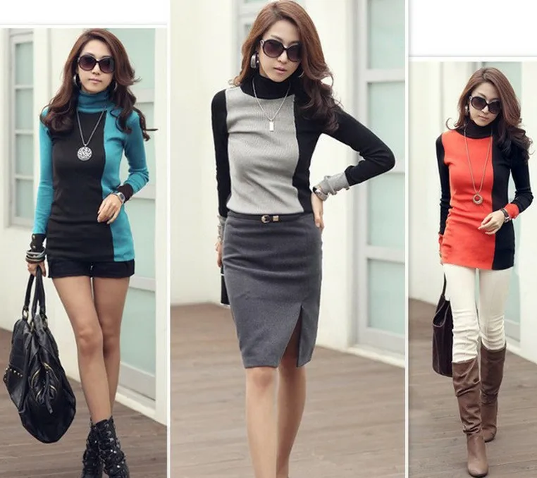 Fashion women's ladies long style Turtleneck clothes Tops Tees T shirt Long sleeve #1021 | Женская одежда