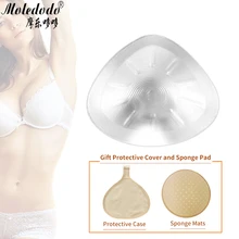 Silicone Breast Form Transparent Triangle Shape Silicone Chest Mastectomy Fake Breast Prosthesis 400g send Soft Sponge Pad D45 triangle shape new 2000g pair silicone breast form artificial huge fake false chest prosthesis boobs enhancer for mastectomy
