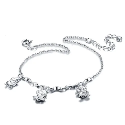 women 925 pure silver anklet Korean Hot Adjustable anklet Sweet and lovely Korea jewelry