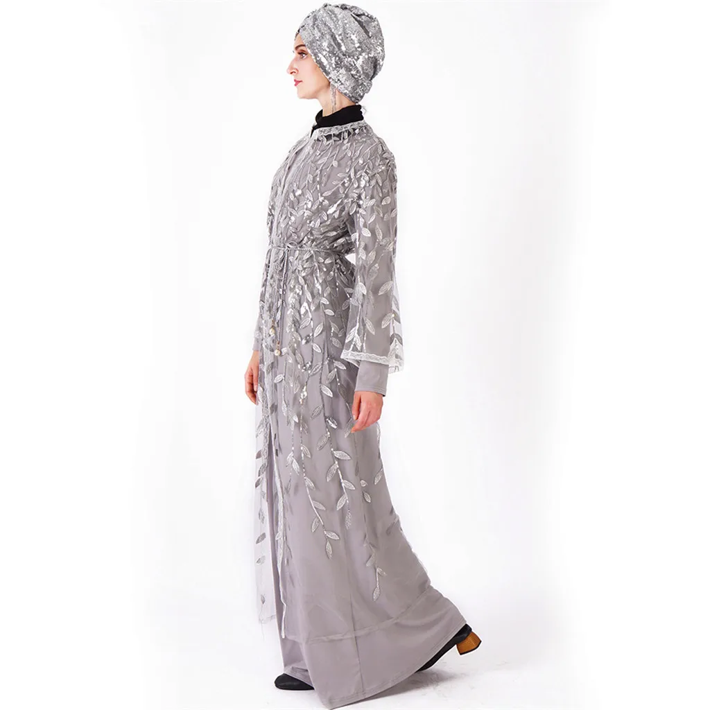 KLV мусульманская одежда женское Макси платье абайя с длинным рукавом длинные халаты Туника Ближний Восток Рамадан Арабский исламский одежда новое поступление