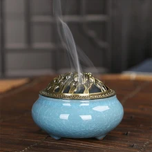 Celadon благовония горелка крышка из алюминиевого сплава керамический будда с античной линией сплава благовония сандалового дерева тарелка благовония держатель