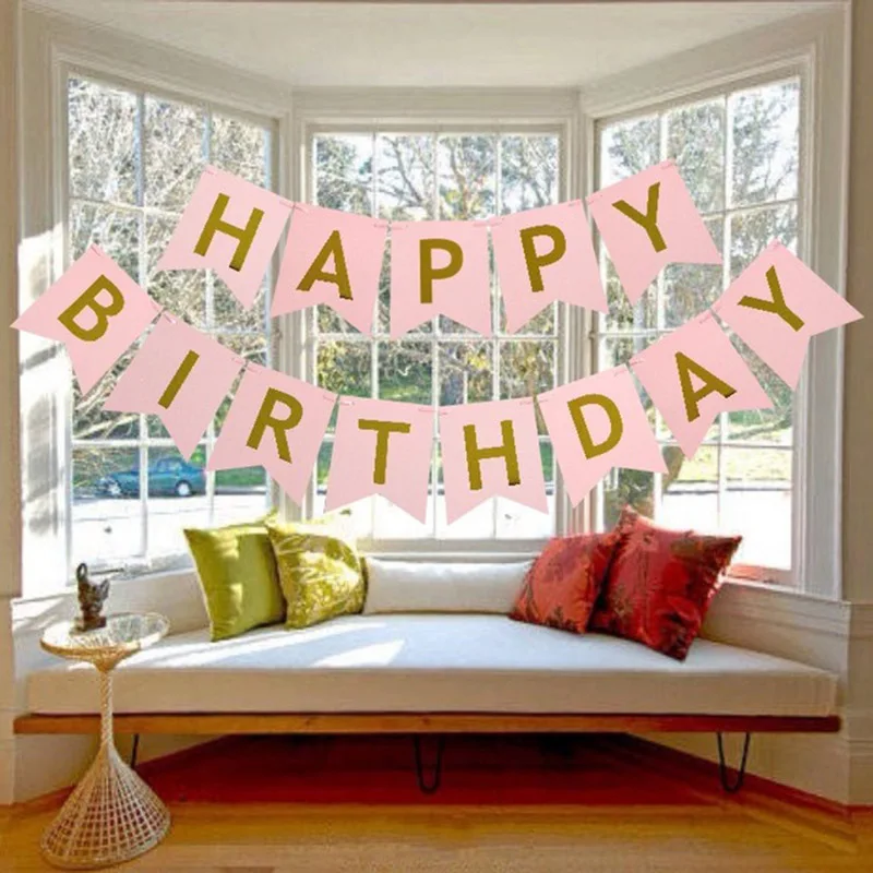 Feliz cumpleaños inglés carta globo conjunto oro rosa globo de la fiesta de cumpleaños fiesta helio globos de globo proveedor