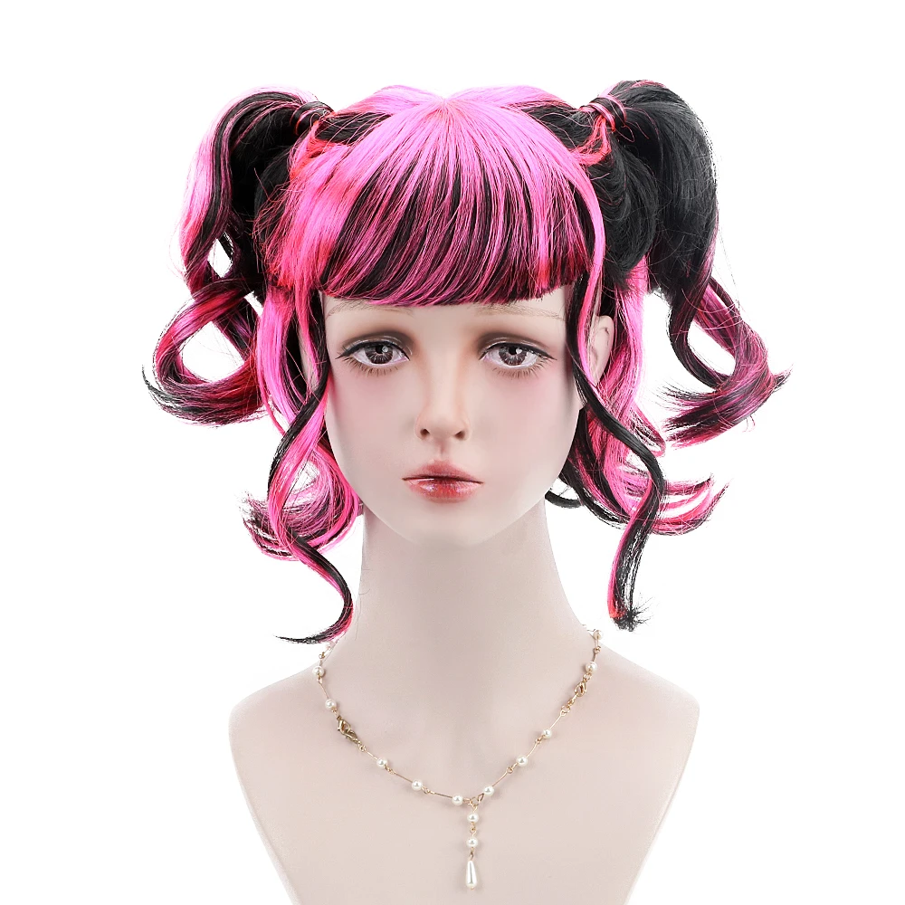 

Free Beauty 12'' Short Wavy Synthetic Braiding Hair Pink White 2x Twist Braids Colorful Pigtail Outre Cosplay Bob Wigs Bangs