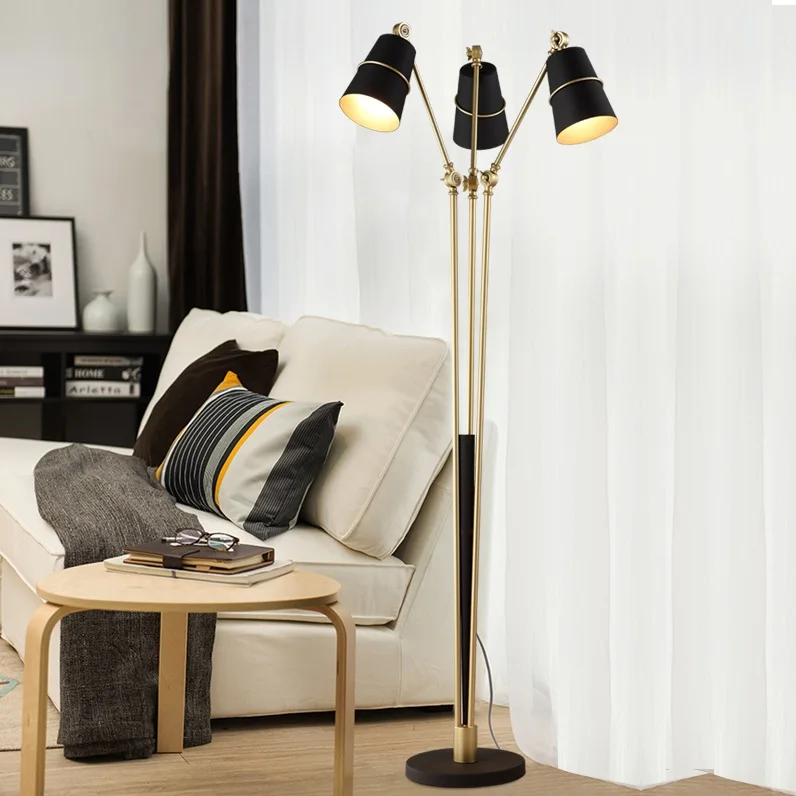 Task Floor Lamp with 3 Lights in Golden/Rose Golden Rod ...