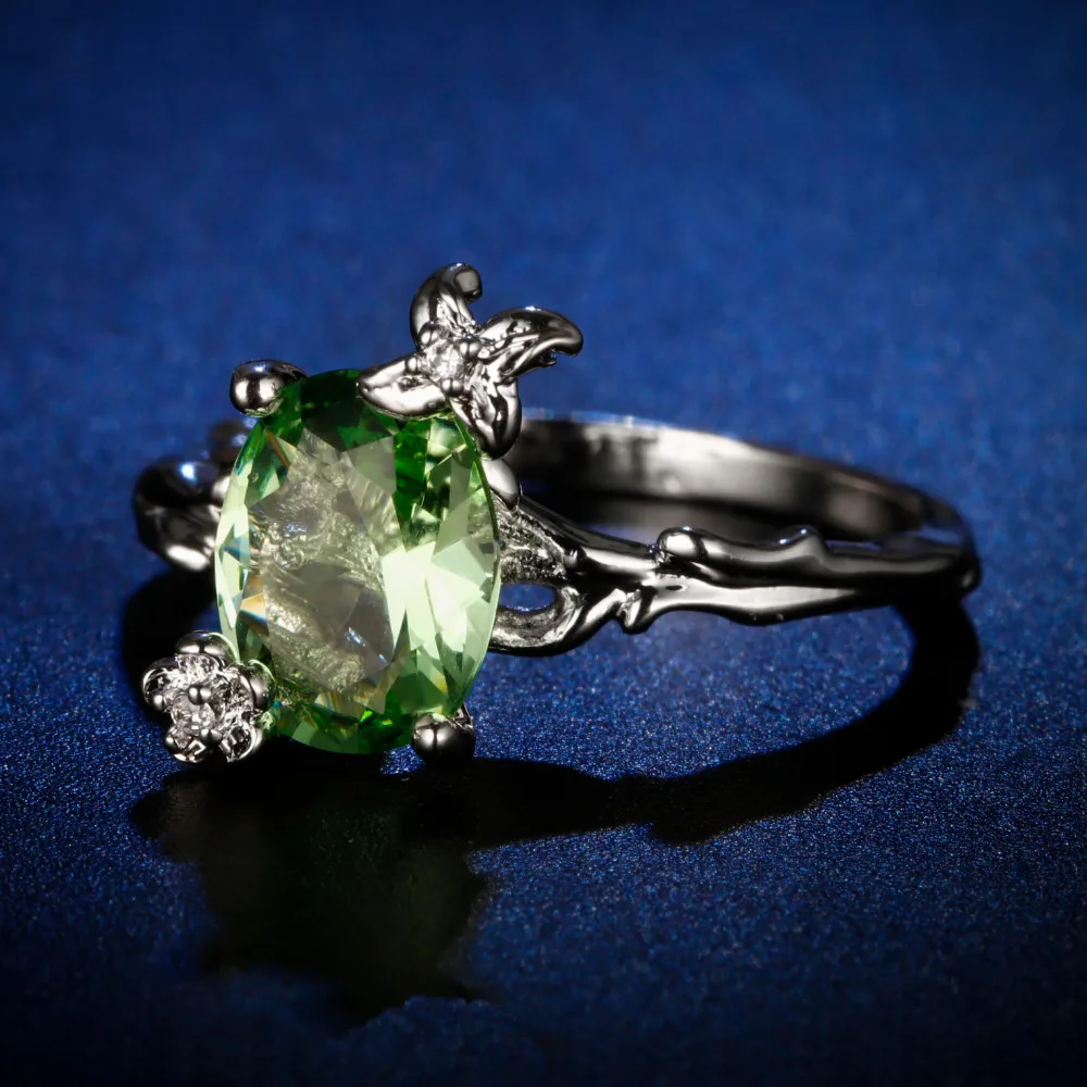 

Original Design Handmade cz unique style topa braches emerald Ring Cubic Zirconia Hot Ins sterling silver 925