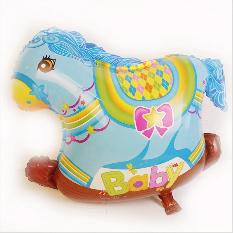 Baby Wooden horse balloon,baby party Inflatable balloon,Happy Birthday