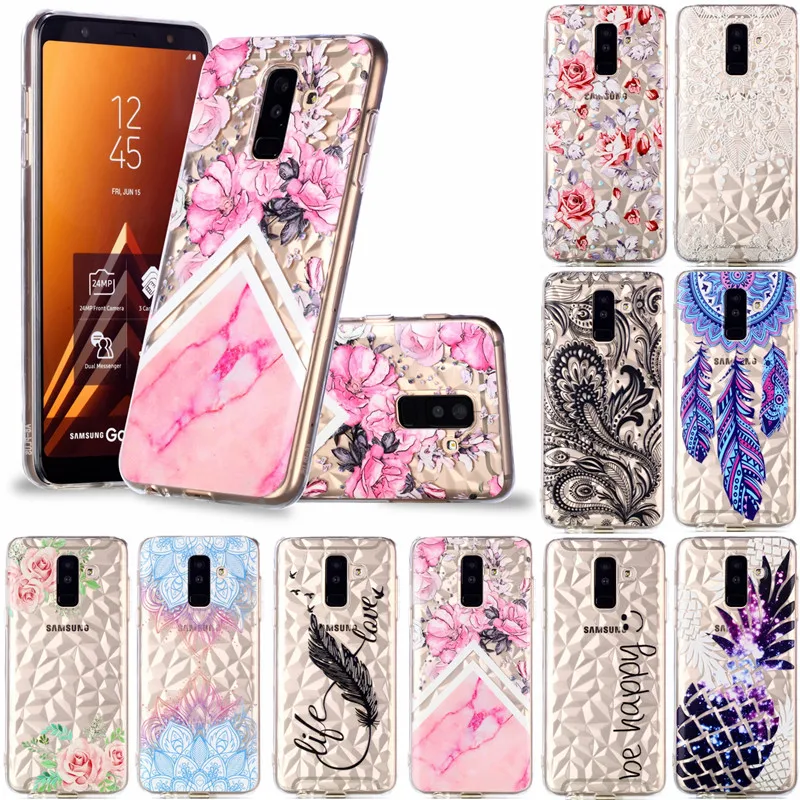 

Transparent Case on for Samsung Galaxy A6 A6Plus 2018 Case Silicon Soft 3D Flower Marble Phone Cover for Samsung A6 A8 Plus 2018
