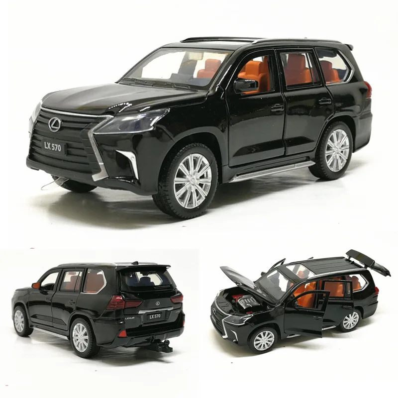 Cheap 132 Lexus570 Alloy Car Pull Back Car Model Diecast Metal Toy Vehicles with Sound Light 6 Open Doors for Kids Gift Free Shipping