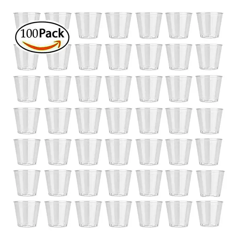 

100PCS 30ml Mini Transparent Clear Reusable Plastic Disposable Party Birthday Jelly Cups Tumblers Water Drink Short Cup Hot sale