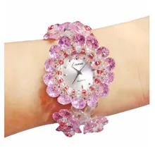 2019 Time-limited Summer New Jewelry Pink Crystal Clover Women’s Bracelet Watches Wholesale Fashion Decoration
