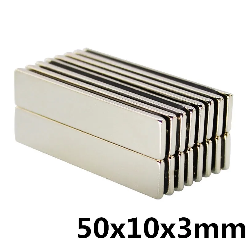 4 шт. 50x10x3 мм N35 блок магнит Неодимовый Permenent супер сильные магниты 50 мм x 10 мм x 3 мм квадратные магниты горячая распродажа