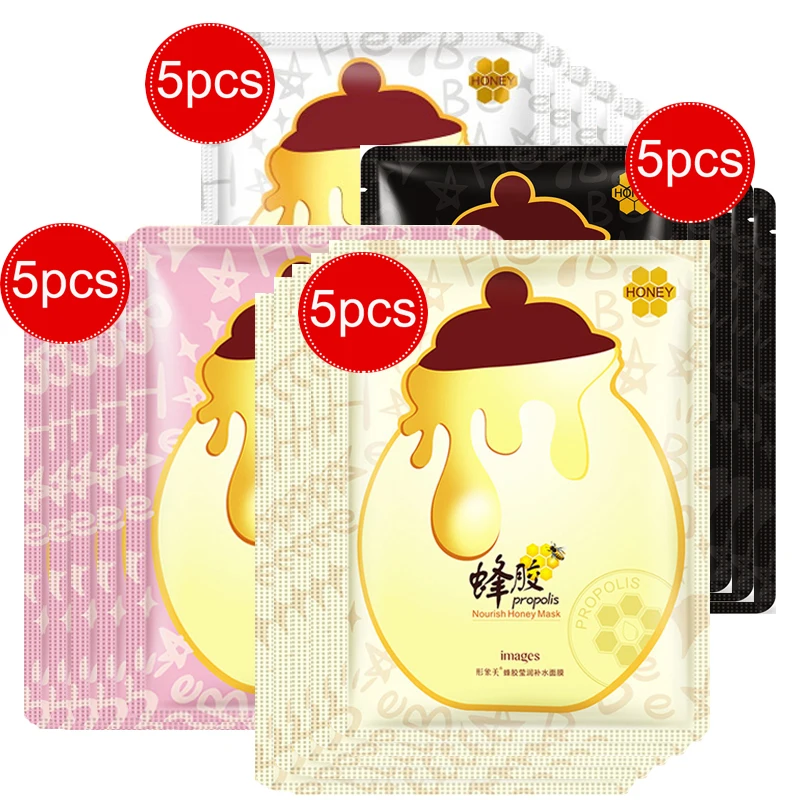 

2/5/10/20pcs Face Mask Propolis Hydrating Toner Black Mask Moisturizing universal Masks Skin Face Care High Quality