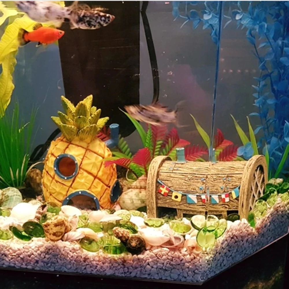 Spongebob Aquarium Decoration Fish Tank Ornaments Set Of 3