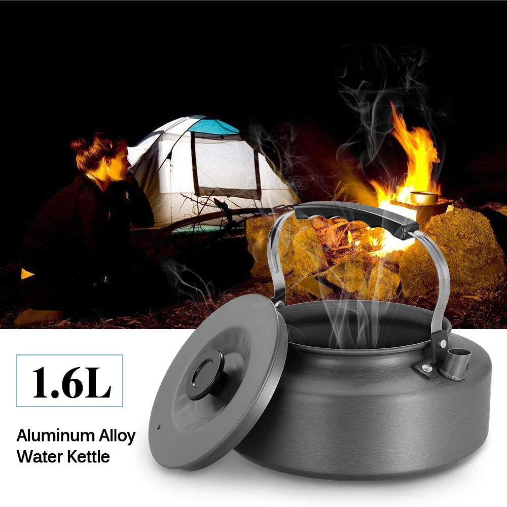 

1.1L/1.6L Portable Aluminium Kettle Metal Tea Pot Coffee Water Kettle Ultralight Outdoor Hiking Camping Picnic Water Kettle