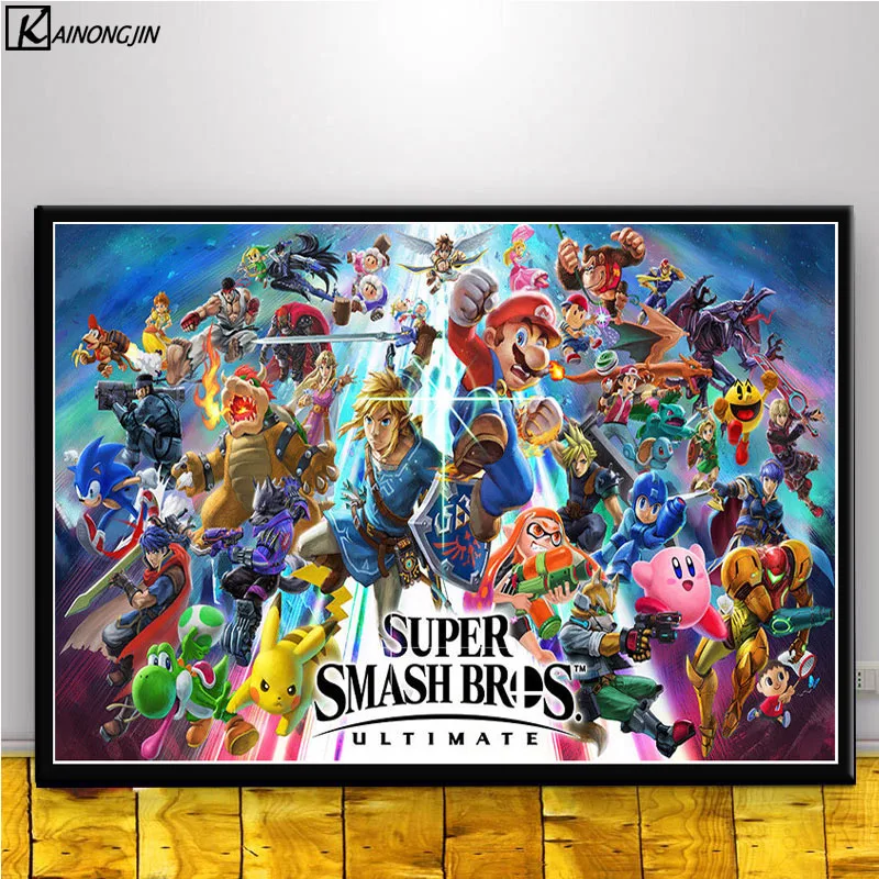 Постеры и принты Super Smash Bros Ultimate Аниме Арт плакат Настенная картина холст живопись украшение дома комнаты - Цвет: 013
