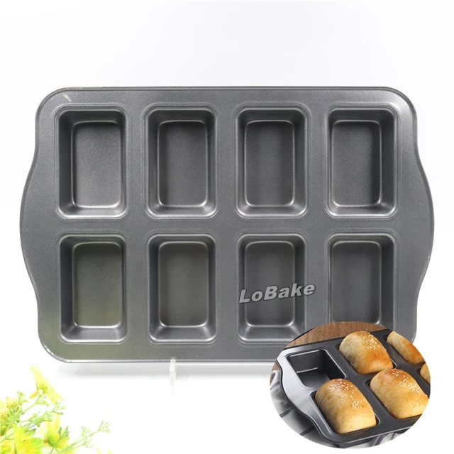 New 8 well nonstick rectangle carbon steel muffin pan cupcake toast